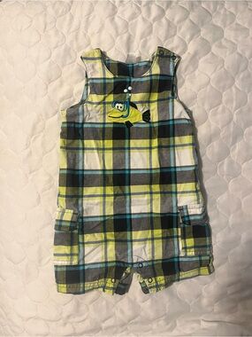 Carter’s Baby Romper sleeveless Plaid snap Onesie 18 mo